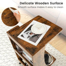 C-shaped Rolling End Side with Back Storage Shelves beside Sofa by LJGDeals