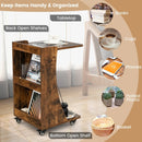 C-shaped Rolling End Side with Back Storage Shelves beside Sofa by LJGDeals