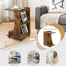 C-shaped Rolling End Side with Back Storage Shelves beside Sofa by LJGDeals