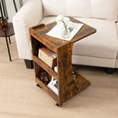 C-shaped Rolling End Side with Back Storage Shelves beside Sofa by DirectDeals