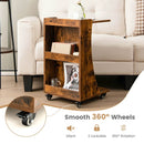 C-shaped Rolling End Side with Back Storage Shelves beside Sofa by LJGDeals