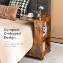 C-shaped Rolling End Side with Back Storage Shelves beside Sofa by LJGDeals