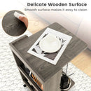 C-shaped Rolling End Side with Back Storage Shelves beside Sofa by LJGDeals