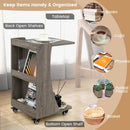 C-shaped Rolling End Side with Back Storage Shelves beside Sofa by LJGDeals