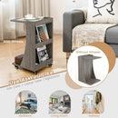 C-shaped Rolling End Side with Back Storage Shelves beside Sofa by LJGDeals