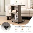C-shaped Rolling End Side with Back Storage Shelves beside Sofa by LJGDeals