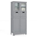 3 Tier Freee-Standing Bathroom Cabinet with 2 Drawers and Glass Doors by LJGDeals