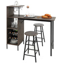 3 Piece Bar Table and Chairs Set with 6-Bottle Wine Rack-Brown by LJGDeals