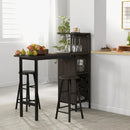 3 Piece Bar Table and Chairs Set with 6-Bottle Wine Rack-Brown by LJGDeals