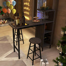 3 Piece Bar Table and Chairs Set with 6-Bottle Wine Rack-Brown by LJGDeals
