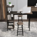 3 Piece Bar Table and Chairs Set with 6-Bottle Wine Rack-Brown by LJGDeals