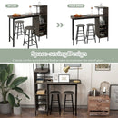 3 Piece Bar Table and Chairs Set with 6-Bottle Wine Rack-Brown by LJGDeals