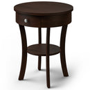 2-Tier Wood Round End Table with Open Drawer-Black by DirectDeals
