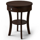 2-Tier Wood Round End Table with Open Drawer-Black by LJGDeals