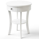2-Tier Wood Round End Table with Open Drawer-Black by LJGDeals