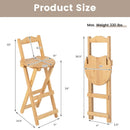 24 Inch Set of 2 Bamboo Folding Barstools with Footrests and Handles-Natural by LJGDeals