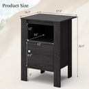 Compact Floor Farmhouse Nightstand with Open Shelf and Cabinet by LJGDeals