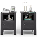 Compact Floor Farmhouse Nightstand with Open Shelf and Cabinet by LJGDeals