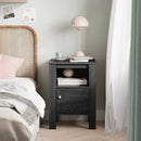 Compact Floor Farmhouse Nightstand with Open Shelf and Cabinet by LJGDeals
