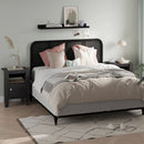 Compact Floor Farmhouse Nightstand with Open Shelf and Cabinet by LJGDeals