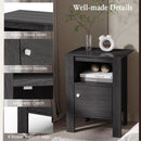 Compact Floor Farmhouse Nightstand with Open Shelf and Cabinet by LJGDeals