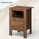 Compact Floor Farmhouse Nightstand with Open Shelf and Cabinet by LJGDeals