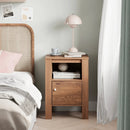 Compact Floor Farmhouse Nightstand with Open Shelf and Cabinet by LJGDeals