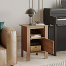 Compact Floor Farmhouse Nightstand with Open Shelf and Cabinet by LJGDeals