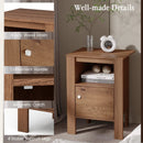Compact Floor Farmhouse Nightstand with Open Shelf and Cabinet by LJGDeals