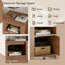 Compact Floor Farmhouse Nightstand with Open Shelf and Cabinet by LJGDeals