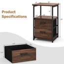 3-Tier Retro Nightstand with 2 Removable Fabric Drawers and Open Shelf-Walnut by DirectDeals