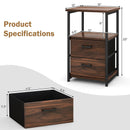 3-Tier Retro Nightstand with 2 Removable Fabric Drawers and Open Shelf-Walnut by LJGDeals