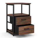 3-Tier Retro Nightstand with 2 Removable Fabric Drawers and Open Shelf-Walnut by LJGDeals