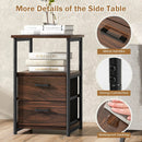 3-Tier Retro Nightstand with 2 Removable Fabric Drawers and Open Shelf-Walnut by LJGDeals