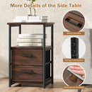 3-Tier Retro Nightstand with 2 Removable Fabric Drawers and Open Shelf-Walnut by DirectDeals