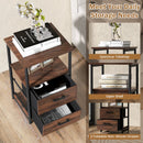 3-Tier Retro Nightstand with 2 Removable Fabric Drawers and Open Shelf-Walnut by DirectDeals
