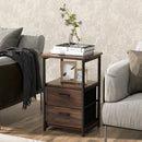 3-Tier Retro Nightstand with 2 Removable Fabric Drawers and Open Shelf-Walnut by DirectDeals