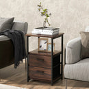 3-Tier Retro Nightstand with 2 Removable Fabric Drawers and Open Shelf-Walnut by LJGDeals