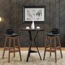 27.5 Inch Set of 2 Upholstered PU Leather Barstools with Back Cushion-Brown by DirectDeals