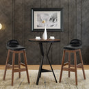 27.5 Inch Set of 2 Upholstered PU Leather Barstools with Back Cushion-Brown by LJGDeals