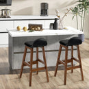 27.5 Inch Set of 2 Upholstered PU Leather Barstools with Back Cushion-Brown by LJGDeals