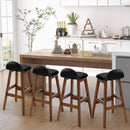 27.5 Inch Set of 2 Upholstered PU Leather Barstools with Back Cushion-Brown by LJGDeals