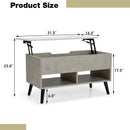 31.5 Inch Lift-Top Coffee Table with Hidden Storage and 2 Open Shelves by LJGDeals