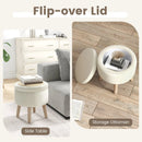 Round Storage Ottoman with Rubber Wood Legs and Adjustable Foot Pads by LJGDeals