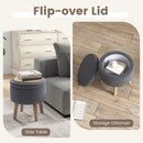 Round Storage Ottoman with Rubber Wood Legs and Adjustable Foot Pads by LJGDeals