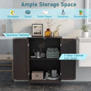 Bathroom Floor Storage Double Door Cupboard Cabinet-Brown