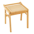 Bamboo Vanity Stool with Rattan Top and Reinforcement Bar-Natural by LJGDeals