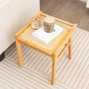 Bamboo Vanity Stool with Rattan Top and Reinforcement Bar-Natural by LJGDeals