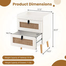 Modern End Table Bedside Table with 2 Rattan Decorated Drawers by LJGDeals