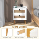 Modern End Table Bedside Table with 2 Rattan Decorated Drawers by LJGDeals